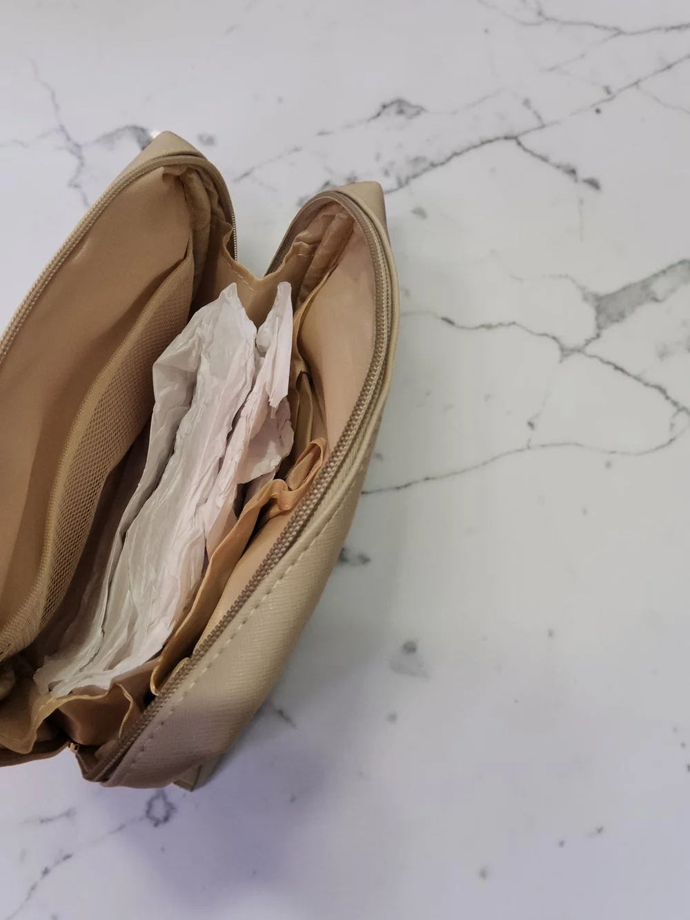New Cosmetic Bag - Beige Makeup Pouch